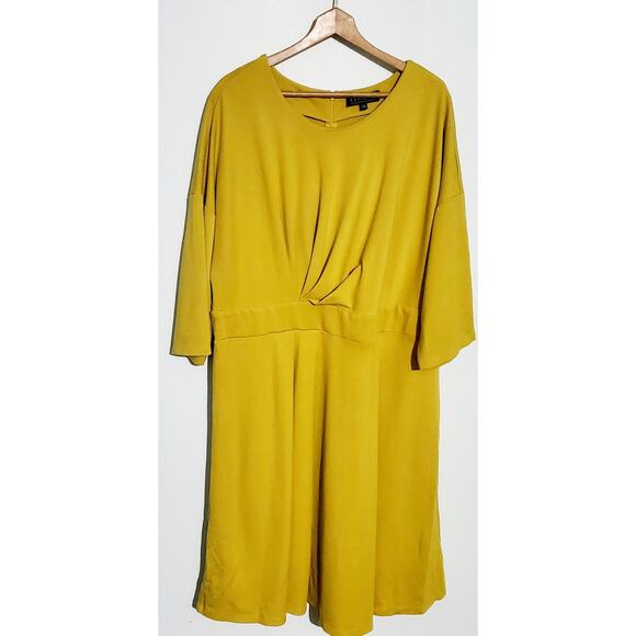 ELOQUII Dresses & Skirts - Eloquii Womens Golden Yellow Long Sleeve Dress Size 22 Fall Wedding Guest Office